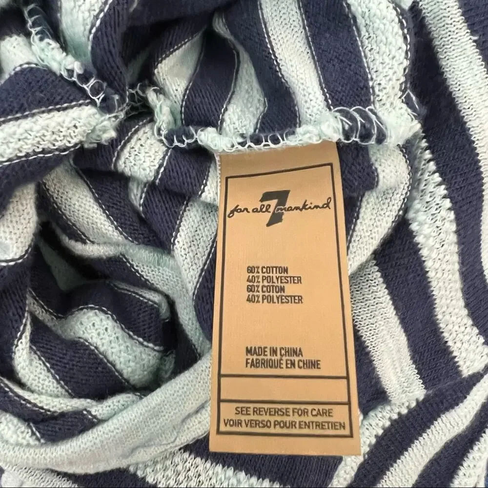 7 For All Mankind 7FAM mint green navy blue stripe ping sleeve footie onesie